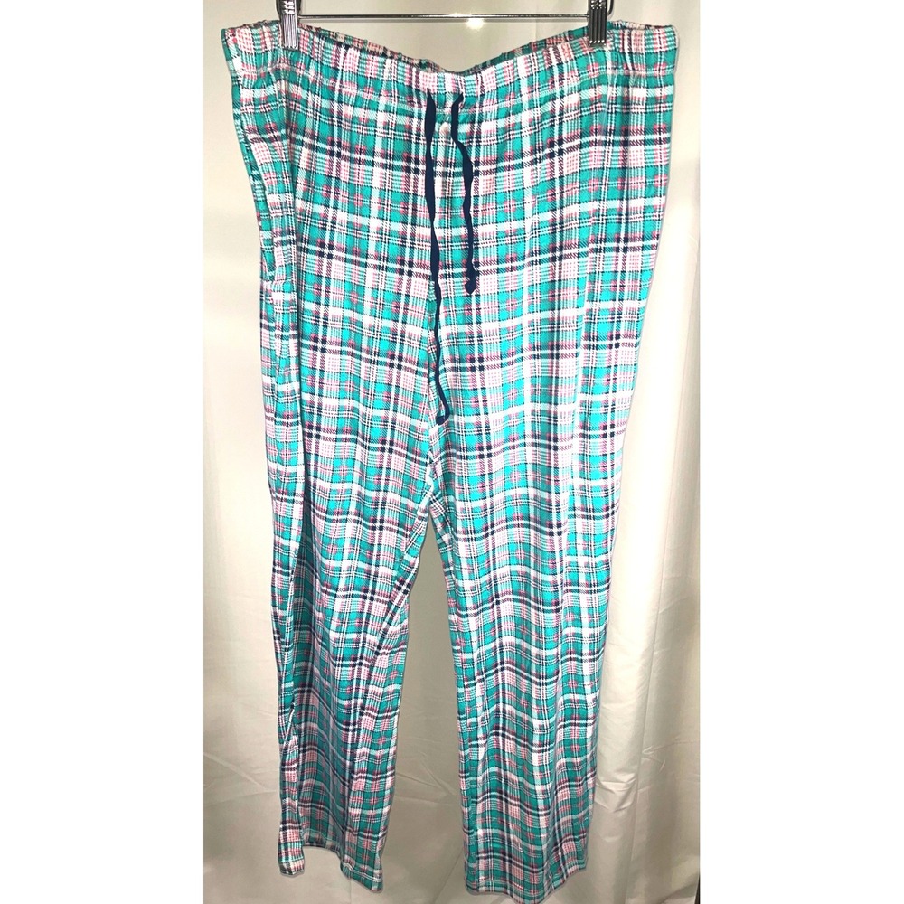 Croft & Barrow Plaid Pajama Pants Teal Pink Plaid Sleepwear Lounge XXL